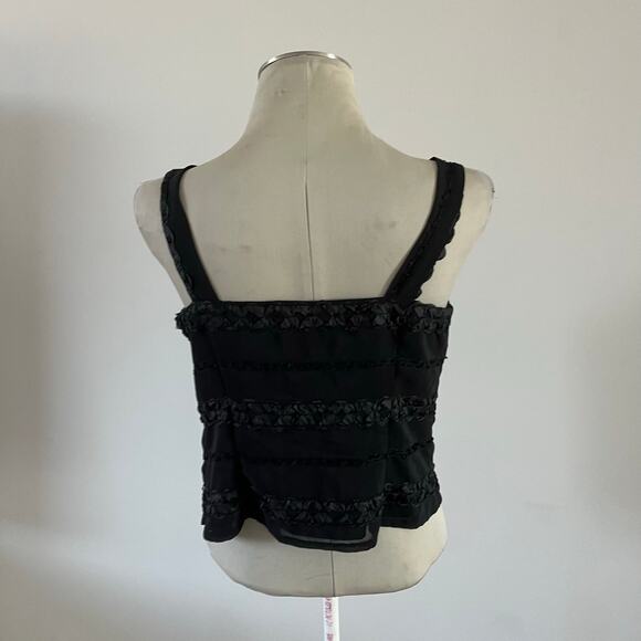 Vtg Y2K Black Ruffle Tank Top Wmns 10P Witchy Whimsygoth Emo Grunge - Picture 5 of 7